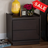 Baxton Studio YCNT00904-Modi Wende-NS Larsine Modern and Contemporary Brown Finished 2-Drawer Nightstand